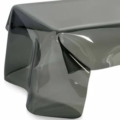 Tavolino moderno in plexiglass fumé drappeggiato Asia, made in Italy
