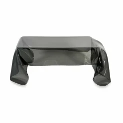 Tavolino moderno in plexiglass fumé drappeggiato Asia, made in Italy