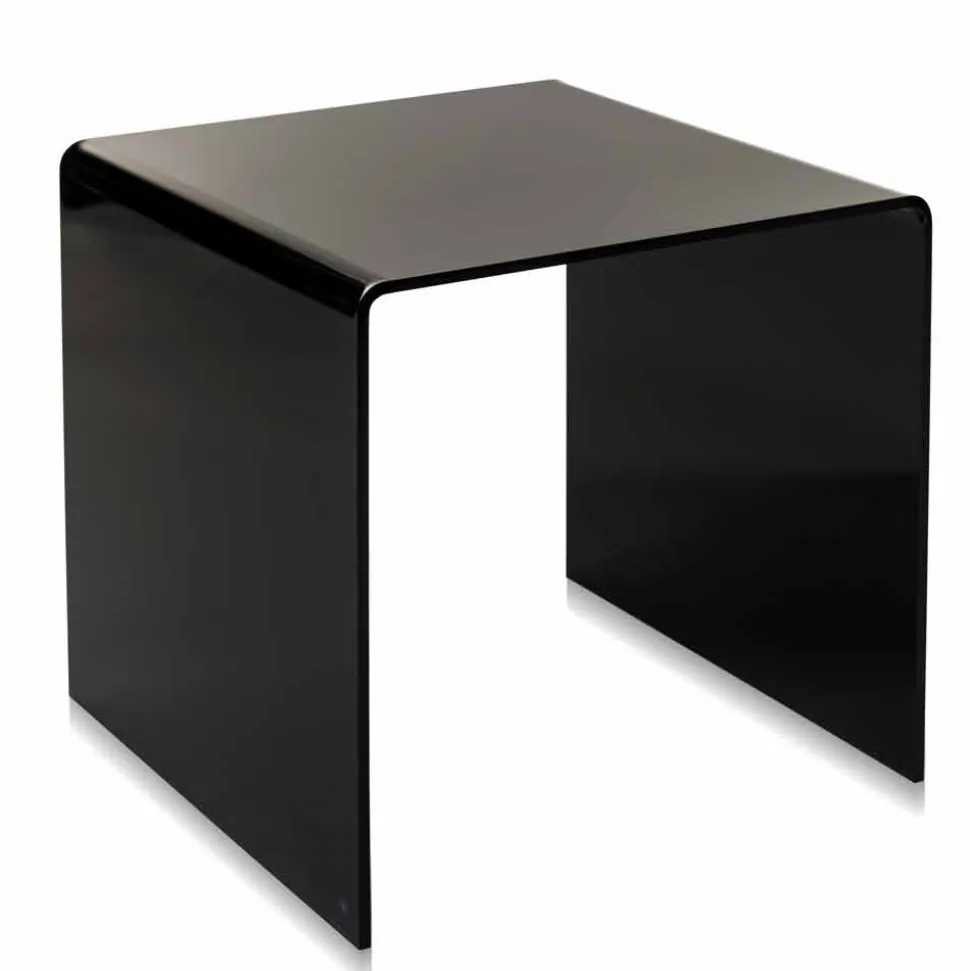 Tavolino nero design moderno 50x50cm Terry Big, made in Italy