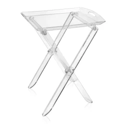 Tavolino Pieghevole con Vassoio in Plexiglass Trasparente 2 Misure - Robbie