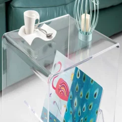 Tavolino / porta riviste design moderno, in plexiglass Cavour