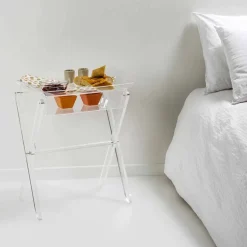 Tavolino portavivande trasparente di design Olivia made in Italy