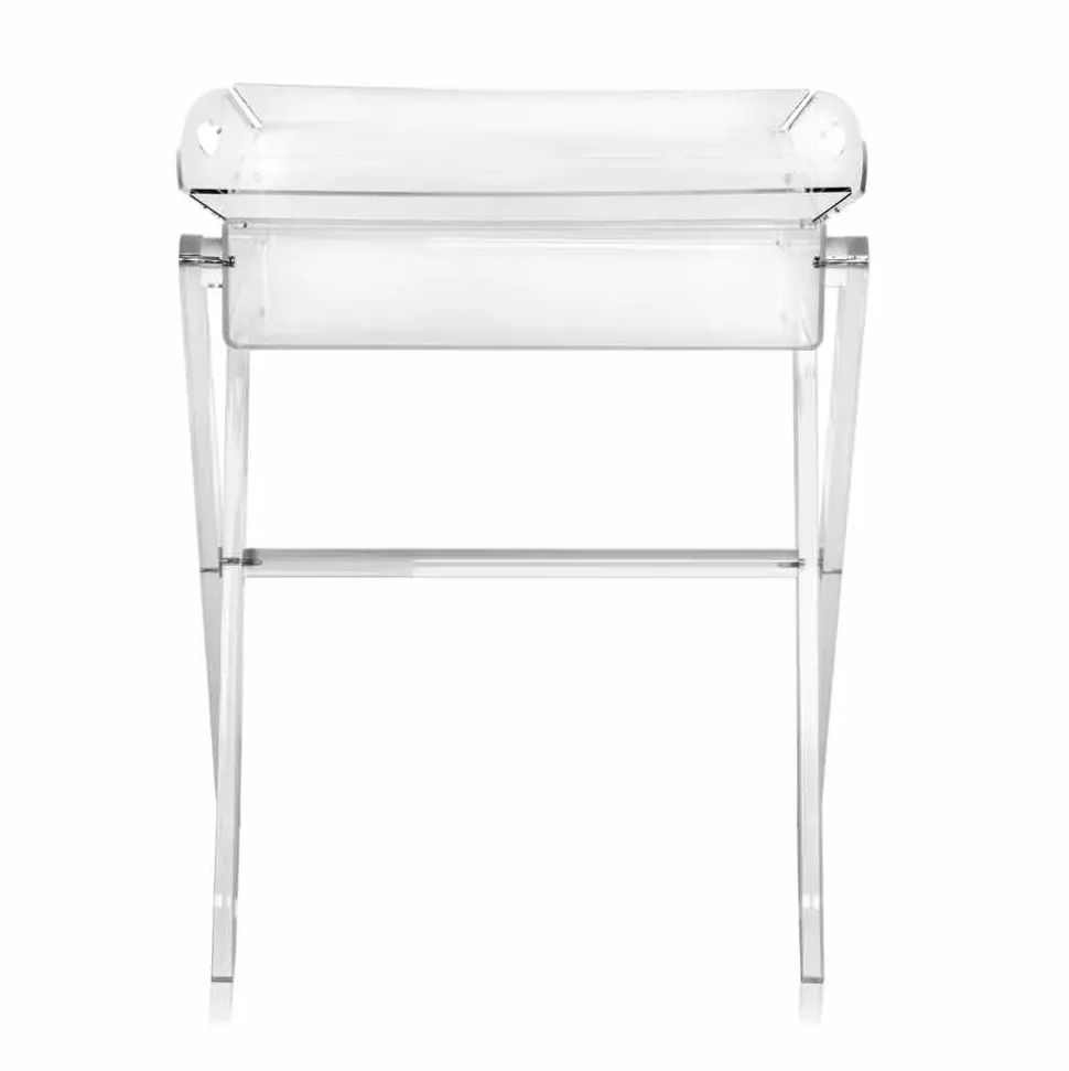 Tavolino portavivande trasparente di design Olivia made in Italy