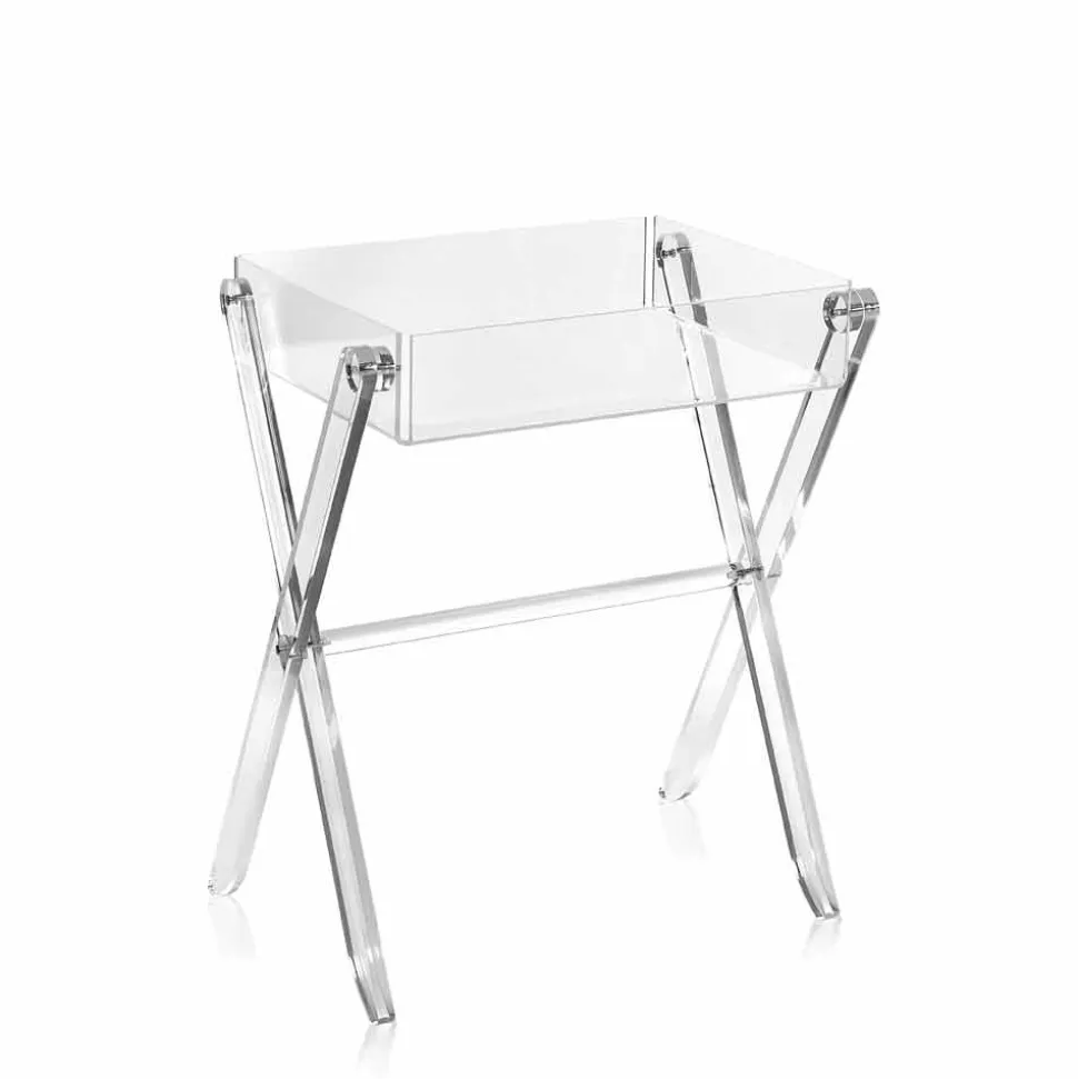 Tavolino portavivande trasparente di design Olivia made in Italy