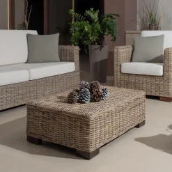 Tavolino-Pouf da Giardino in Kubù Grigio con Cuscino – Cerys