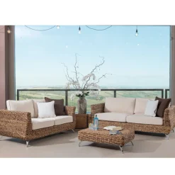 Tavolino-Pouf Outdoor in Intreccio di Banano con Cuscino – Legolas