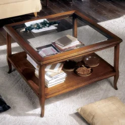 Tavolino Quadrato da Salotto con Piano in Vetro Made in Italy - Tepeyoti
