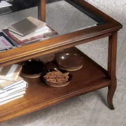 Tavolino Quadrato da Salotto con Piano in Vetro Made in Italy - Tepeyoti