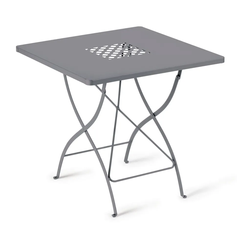 Tavolino Quadrato Pieghevole da Esterno in Acciaio Zincato Made in Italy - Selvaggia