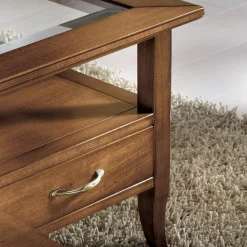 Tavolino Rettangolare con 4 Cassetti e 2 Tiretti in Legno Made in Italy - Ade