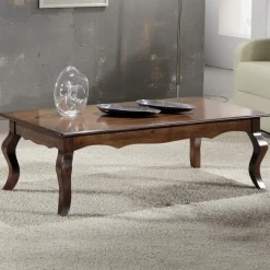 Tavolino Rettangolare da Soggiorno in Legno Noce Patinato Made in Italy - Afrodite