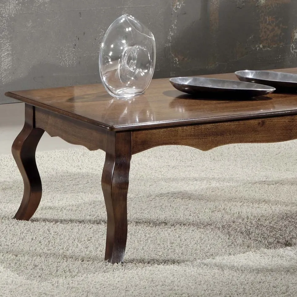 Tavolino Rettangolare da Soggiorno in Legno Noce Patinato Made in Italy - Afrodite