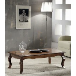 Tavolino Rettangolare da Soggiorno in Legno Noce Patinato Made in Italy - Afrodite