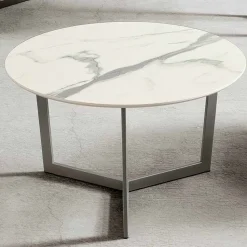 Tavolino Rotondo da Salotto con Piano in Hpl Realizzato in Italia - Mina