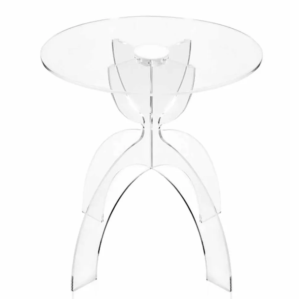 Tavolino rotondo di design, in PMMA trasparente Laives