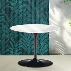 Tavolino Rotondo Tulip Saarinen H 41 cm in Ceramica Florim Bianco Lucido - Scarlet