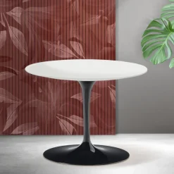 Tavolino Rotondo Tulip Saarinen H 41 cm in Ceramica Florim Bianca Opaca - Scarlet