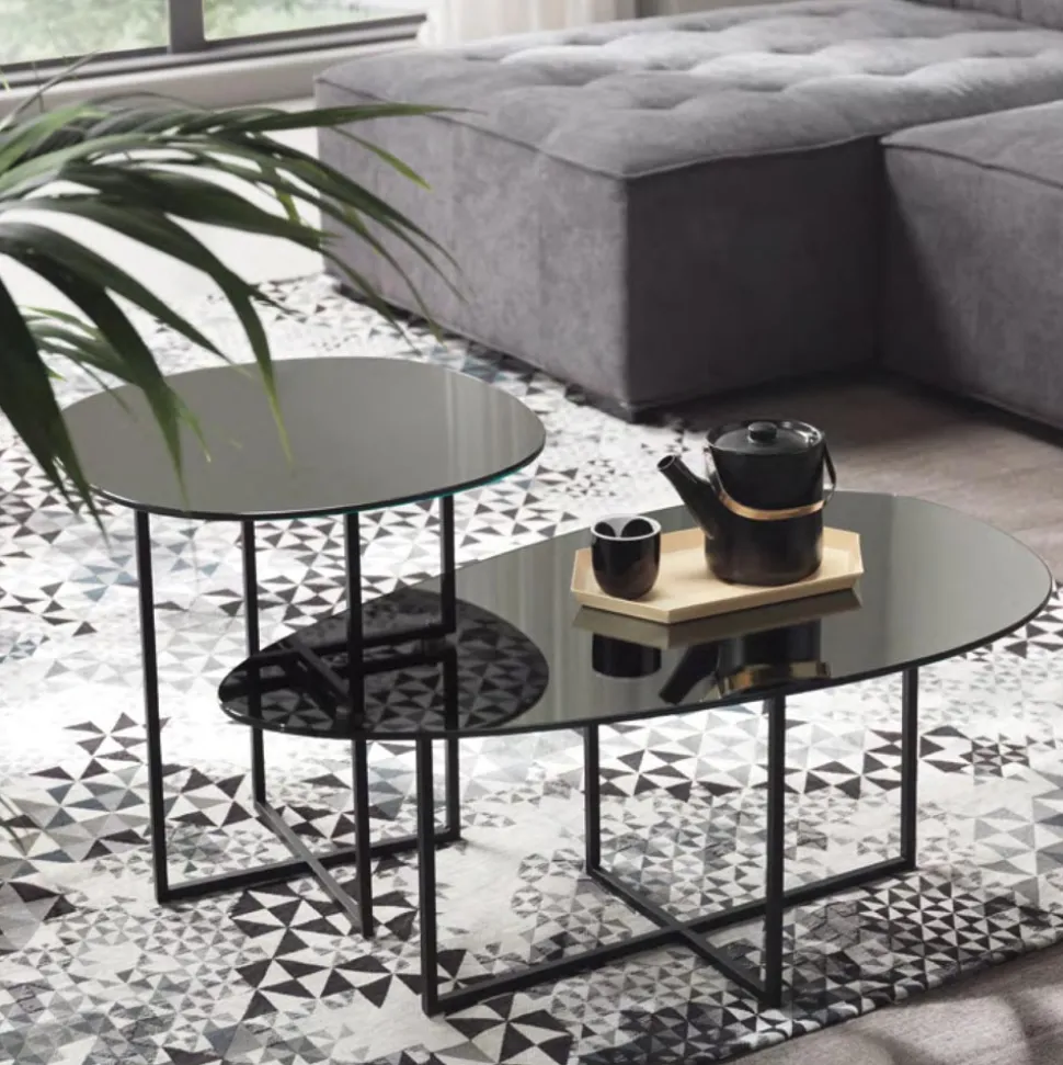 Tavolino Salotto con Piano in Vetro Effetto Specchio Made in Italy - Sedona