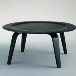 Tavolino Salotto in Frassino Tinto Nero con Piano Tondo Made in Italy - Cariddi