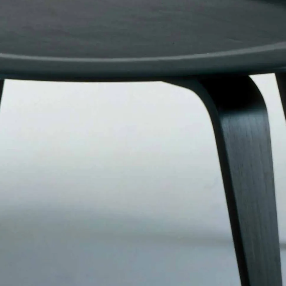 Tavolino Salotto in Frassino Tinto Nero con Piano Tondo Made in Italy - Cariddi