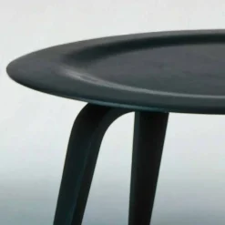 Tavolino Salotto in Frassino Tinto Nero con Piano Tondo Made in Italy - Cariddi