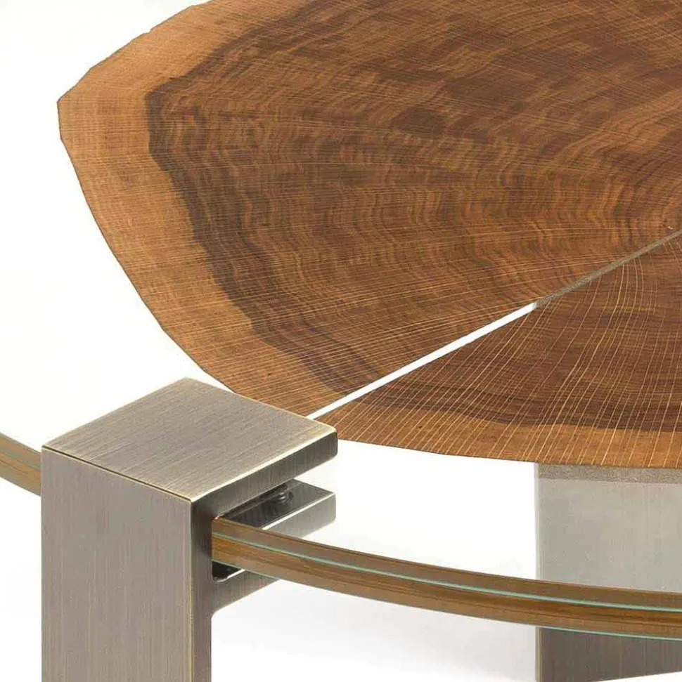 Tavolino Salotto in Legno e Acciaio con Gambe in Metallo Made in Italy - Damasco