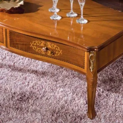 Tavolino Salotto in Legno Intarsiato con 2 Cassetti Made in Italy - Katerine
