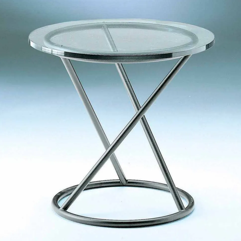 Tavolino Salotto in Vetro Temperato con Base in Acciaio Made in Italy - Pegaso