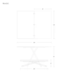 Tavolino Salotto Trasformabile in Metallo e Legno Made in Italy - Veneris