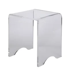 Tavolino Sgabello Cristallo Acrilico Trasparente Minimale Italiano - Plarco