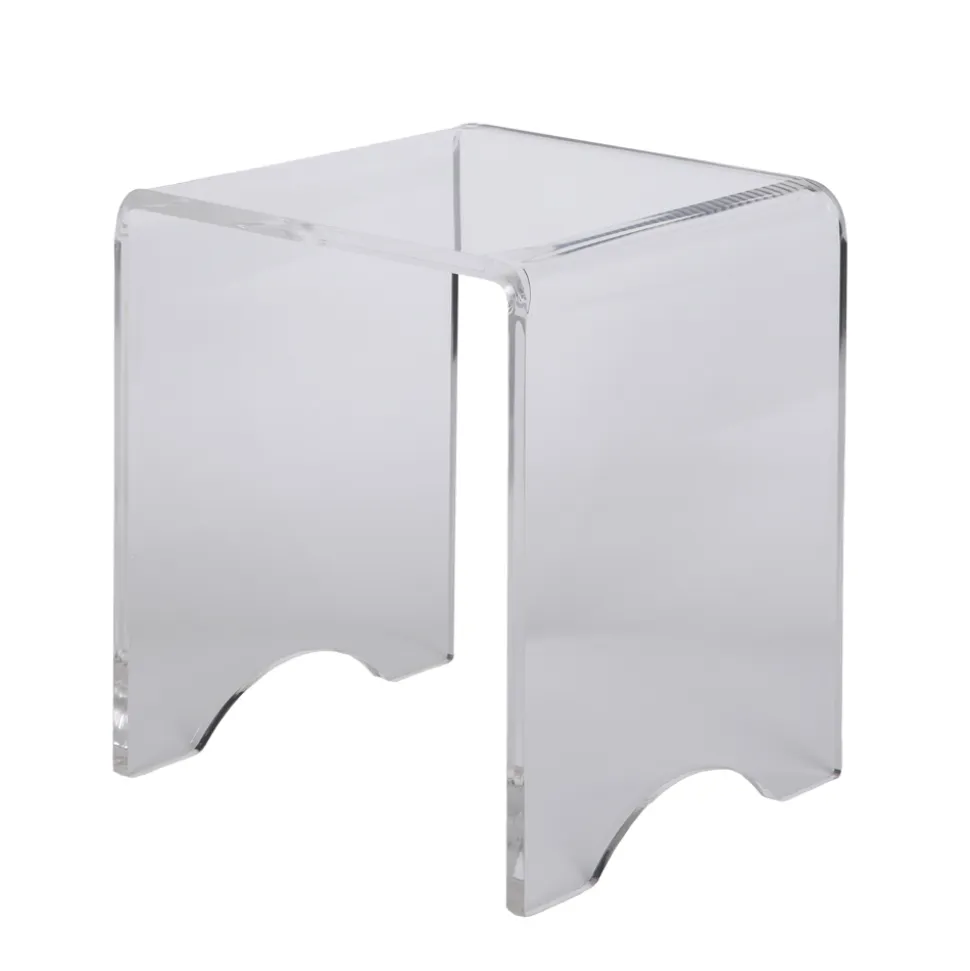 Tavolino Sgabello Cristallo Acrilico Trasparente Minimale Italiano - Plarco