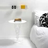 Tavolino tondo bianco diametro 50cm design moderno Janis,made in Italy