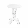 Tavolino tondo bianco diametro 36cm design moderno Janis,made in Italy