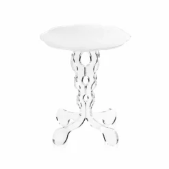 Tavolino tondo bianco diametro 36cm design moderno Janis,made in Italy