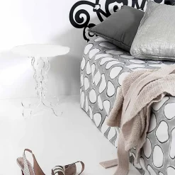 Tavolino tondo bianco diametro 36cm design moderno Janis,made in Italy