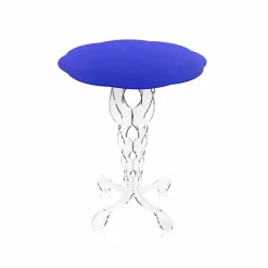 Tavolino tondo blu diametro 50 cm design moderno Janis, made in Italy