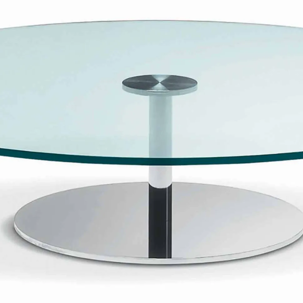 Tavolino Tondo da Salotto in Vetro Extrachiaro, Lusso Made in Italy - Giovannino