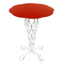 Tavolino tondo rosso diametro 50 cm design moderno Janis,made in Italy
