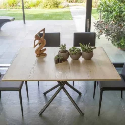 Tavolino Trasformabile con Piano in Legno e Base Metallo Made in Italy - Pesco