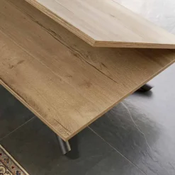 Tavolino Trasformabile con Piano in Legno e Base Metallo Made in Italy - Pesco
