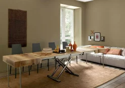 Tavolino Trasformabile di Design in Legno e Metallo Nero Made in Italy - Niverio