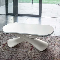 Tavolino Trasformabile in Tavolo da Salotto in Metallo e Vetro - Giordano