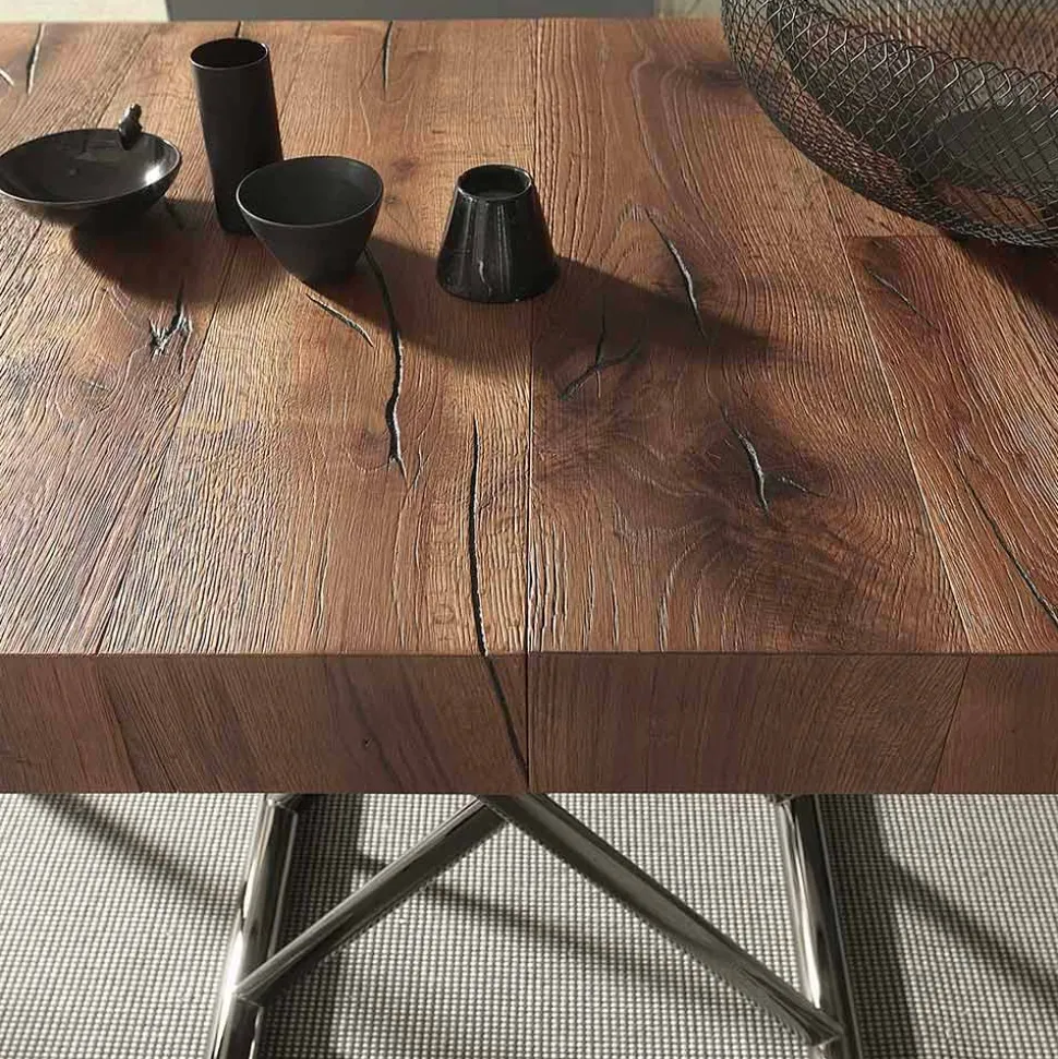 Tavolino Trasformabile Moderno in Legno e Metallo, Made in Italy - Spirit