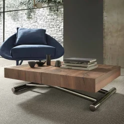 Tavolino Trasformabile Moderno in Legno e Metallo, Made in Italy - Spirit