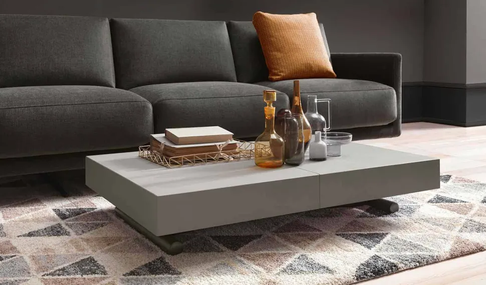 Tavolino Trasformabile Moderno con Piano Effetto Malta Made in Italy - Patroclo