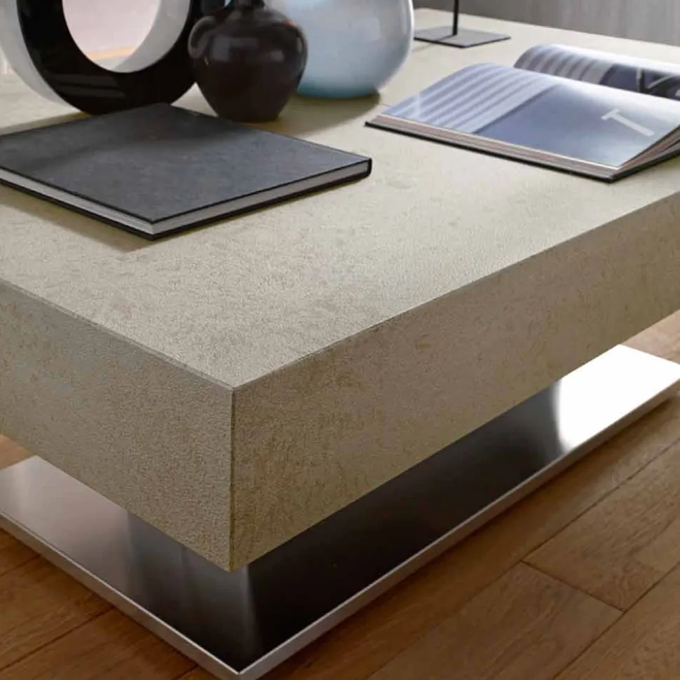 Tavolino Trasformabile Moderno con Piano Effetto Malta Made in Italy - Salomon