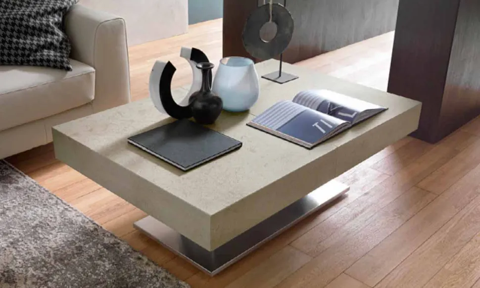 Tavolino Trasformabile Moderno con Piano Effetto Malta Made in Italy - Salomon