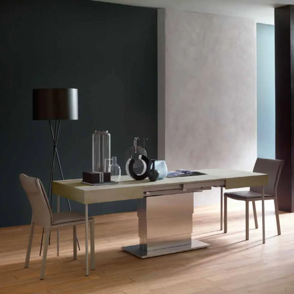 Tavolino Trasformabile Moderno con Piano Effetto Malta Made in Italy - Salomon