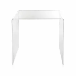 Tavolino trasparente design moderno 40x40cm Terry Small, made in Italy