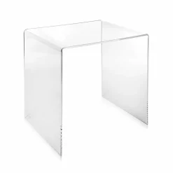 Tavolino trasparente design moderno 40x40cm Terry Small, made in Italy